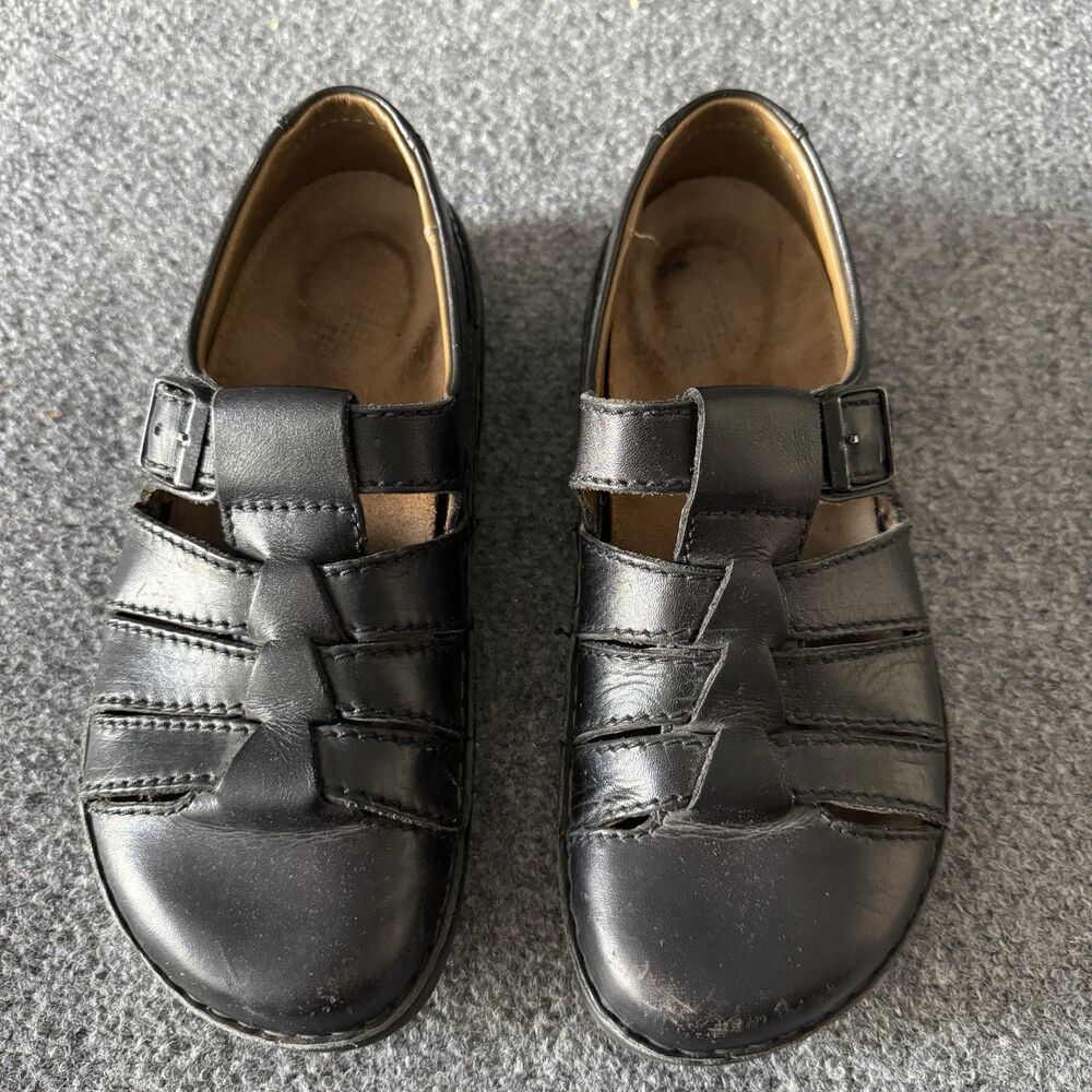 Footprints By Birkenstock Madeira Fisherman Sandal 39 US 8 Black Leather Comfort